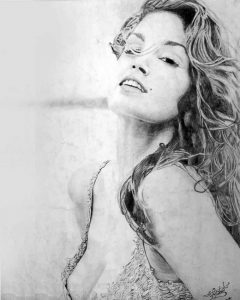 Cindy Crawford Kara Kalem Çizimi
